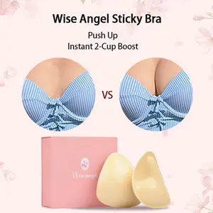 Wise Angel Self-Adhesive Push Up Bra Pads Reusable Silicone Breast Lift Inserts for Cleavage Enhancement Gym Dresses Daily Wear Sweatproof Washable No-Slip Lightweight Fitted Womenswear