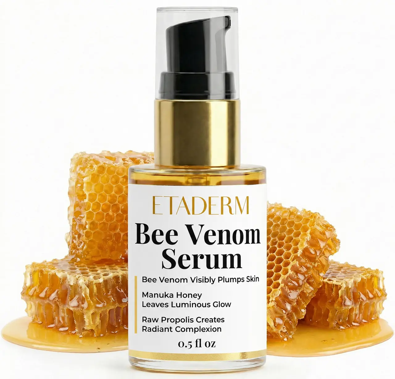 ETADERM Bee Venom Serum - Hydrating & Firming Face Serum for Radiant Facial Skin Appearance - Wrinkle and Face Anti Aging Formula with Manuka Honey - Lightweight Facial Oil Serum with a Dropper Bottle