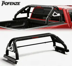 POFENZE-NADIA Truck Roll Bar Adjustable Chase Rack for Mid-Size Trucks, Heavy Duty Sport Bar Compatible with Toyota Tacoma, Chevy Colorado, GMC Canyon, Jeep Gladiator JT & Ford Ranger, No Drill Installation Universal Steel Bed cargo