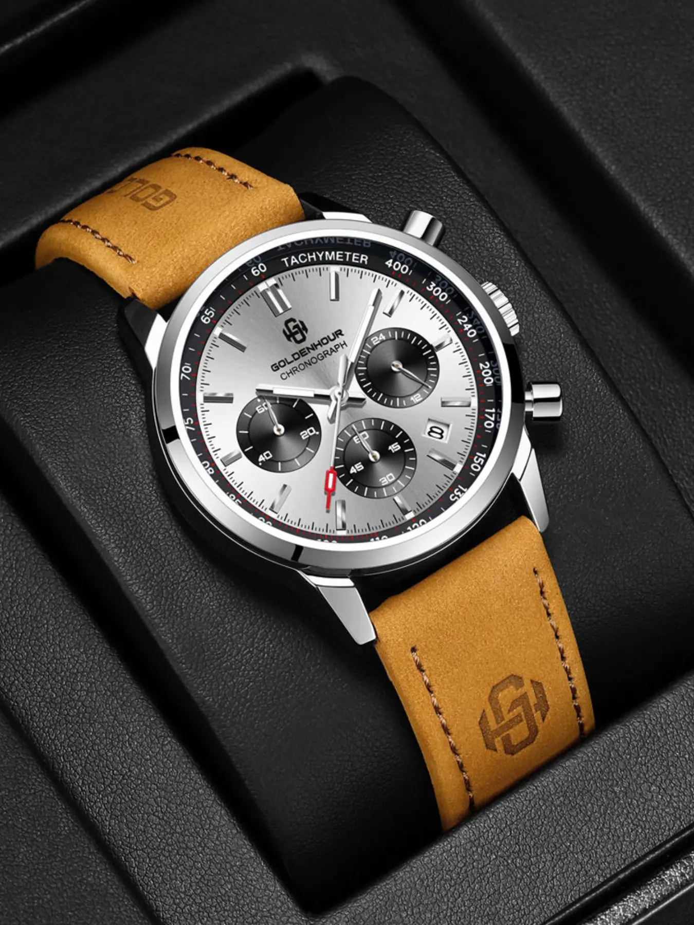 Luxury Business Style Quartz Watch for Men, Multifunctional Timepiece, Office Wear, Casual Style, Business Fashion Watch, Analog Display, Alloy Case, Leather Strap Watch, Quartz Wristwatch, Business Quartz Watches, Analogue Quartz Watch