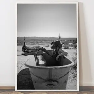Cowgirl in a bathtub wall art print, bathroom wall art decor, Wall Art Western Poster, Americana Western Decor, home decor, country decor