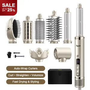 8-in-1 Professional Hot Air Styler&Hair Dryer Brush, Powerful Multi-Styler with Auto-Wrap Curler with Storage Case, Fast Drying Curling Straightening Volumizing Without Heat Damage.