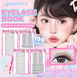 High-capacity 196pcs mixed Self Adhesive DIY Lash Clusters Cluster Lashes Individual Eyelashes No Glue Needed Korean Makeup Eye Lash Lightweight Natural Eyelashes, New ACE False Eyelashes,Suitable for a Variety of People Gifts for Women And Girls