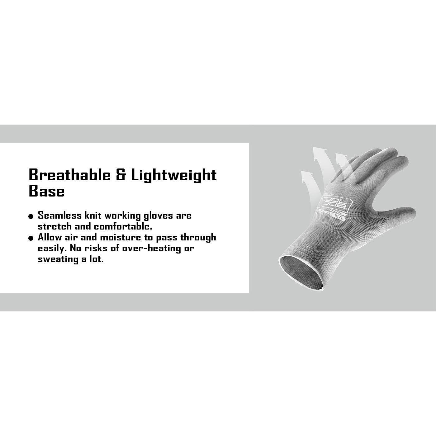 COOLJOB 12/60/120 Pairs Safety Work Gloves Pack Bulk with Grip PU Coating（Grey）