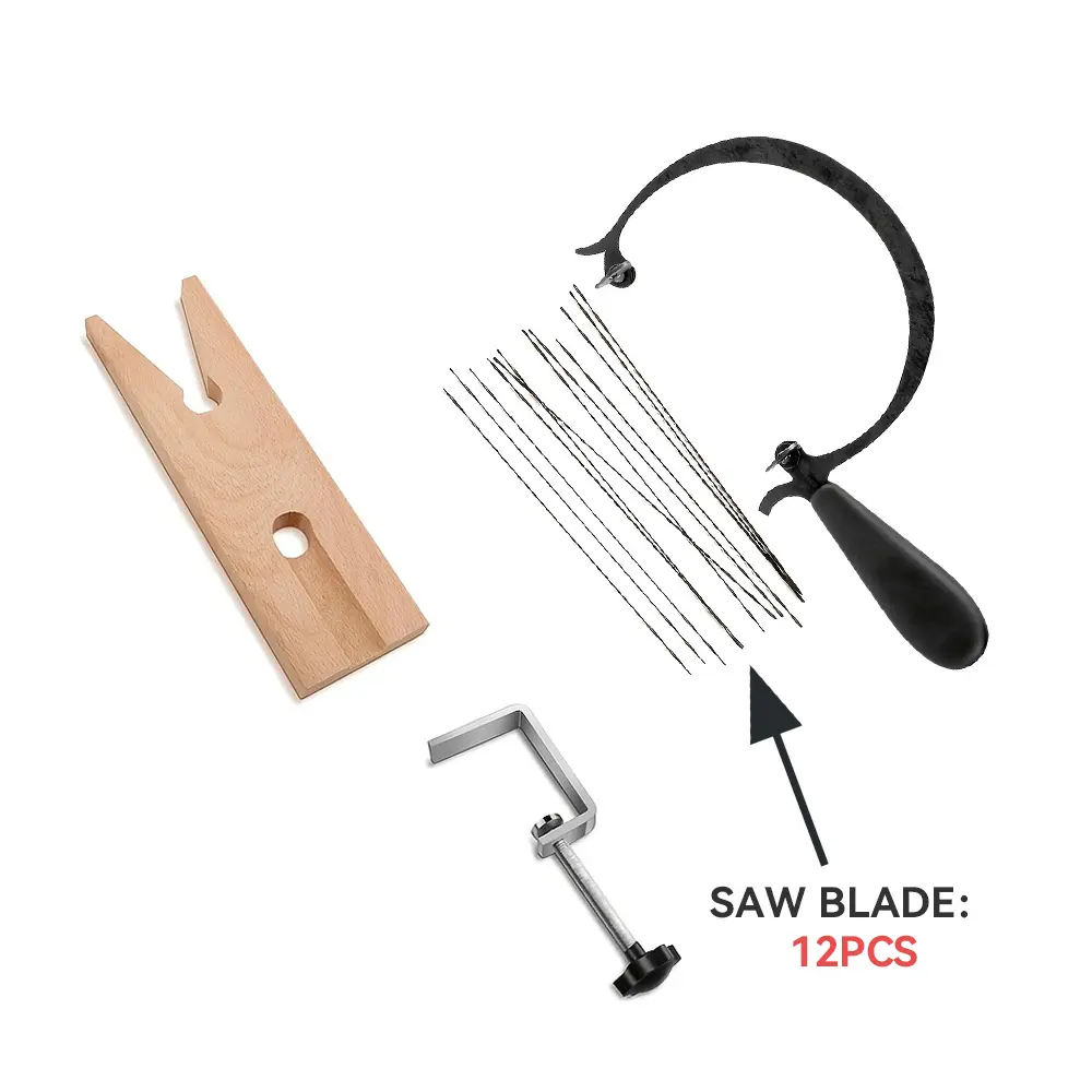 TOOLTOS Durable Precise Jewelry Making Precision Saw Hand Tool Set - Mini Steel Saw Frame, 12 Fine Blades, Clamp Included, Metal & Jade Cutting, Metal Bead Jewellery-Making Tools for Craft Enthusiasts