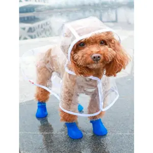 Transparent Waterproof Dog Outdoor Raincoat, Full-Body Eva Raincoat with Hood, Soft Outer Shell, Suitable for Small to Medium Dogs