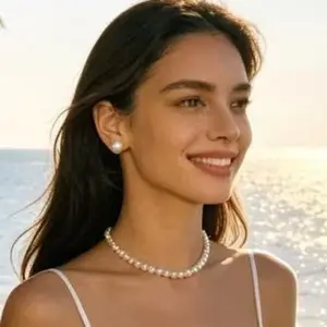 Amy&Jo Adjustable Toggle Clasp Freshwater Pearl Necklace, 6-8 mm Single-Strand, 16-18 in Length