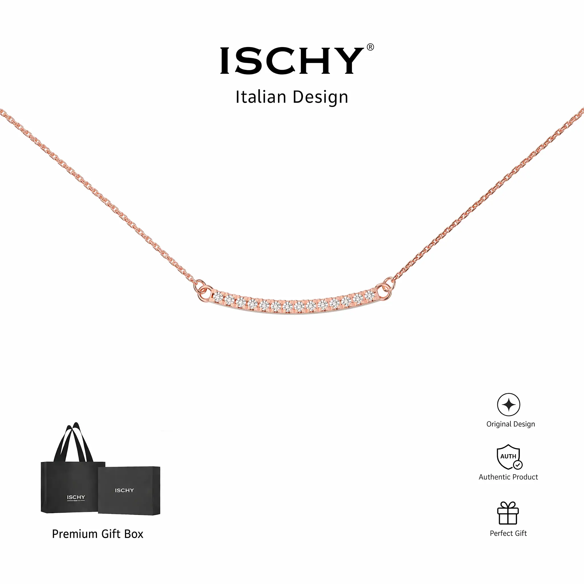 iSchy Women Horizontal Bar Necklace, Zircon Inlaid Minimalist Pendant Necklace, Adjustable Chain Jewelry Gift