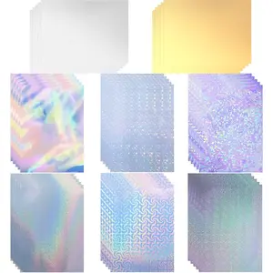 80 Sheets A4 Transparent Waterproof Holographic Sticker Paper - Self Adhesive Vinyl Holographic Laminate Film, 11.7 x 8.2 Inch Rainbow Vinyl Stickers for Inkjet or Laser Printer