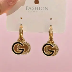 Fashion Jewelry Women's Gold-Toned G Logo Earrings with Rhinestone Accents for Special Occasions