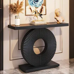 Modern Console Table With Geometric Base, 40 Inch Wood Entryway Table