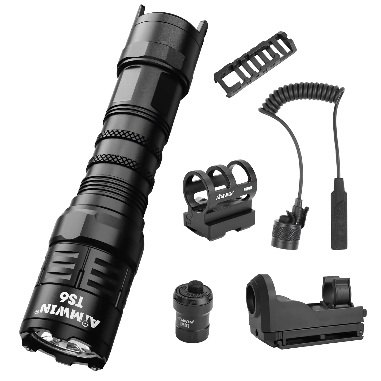 Aimwin TS6  3000 Lumen Tactical Flashlight Kit with Mount & Remote Switch, Ultra Bright EDC Flashlight Bundle, Window Breaker & Lumentac Organizer for Camping,Usb-C Charge, Hiking / Light Outdoor, men's gifts