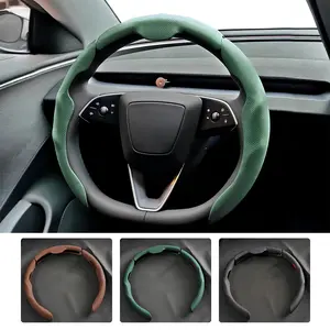 Nappa Leather Car Steering Wheel Cover, Quick Turn Non-Slip Breathable Ultra-Thin Cover, Universal 14.5-15 inch Car Steering Wheel Protector for Men Women, Suitable for Four Seasons, Car Accessories