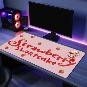 Strawberry Shortcake Gaming Mouse Pad, Kawaii Desk Mat with Lock Edge Design, Spill-Resistant Surface, Non-Slip Rubber Base for Laptop Gamer Accessories