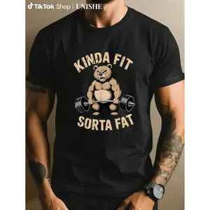 Sporty Kinda Fit Sorta Fat Bear Tee for Gym and Fitness