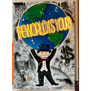 Monopolys Graffiti Money The World Is Yours Canvas Art Poster and Wall Art Picture Print Modern Family bedroom Decor Posters