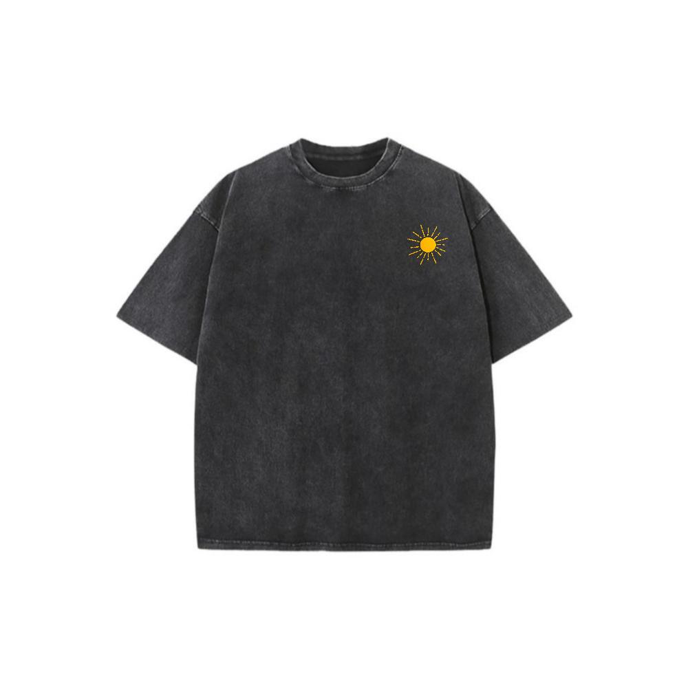 Faith Can Move Mountains Vintage Washed T-Shirt Double Sided Sun Mountain Matthew 17:20 Christian Tee