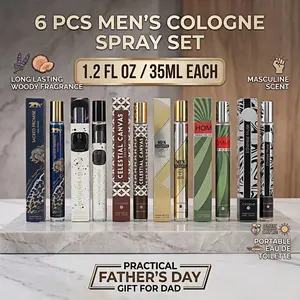 6 Pack Men's Cologne Spray Set - Travel Size Scent Spray for Men - 1.2 Oz/ 35ml Each - Long Lasting Fresh Citrus& Woody Cologne with Lavender& Cedarwood - Charming Masculine Fragrance Spray for Parties& Work - Ideal Father's Day Gift for Him