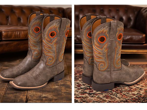 Palitutu Men's Cowboy Boots Western-Style Classic Embroidered Chunky Heel Flat-Toe Mid-Calf boot,Comfortable and Fashion Soft Leather,botas para hombres