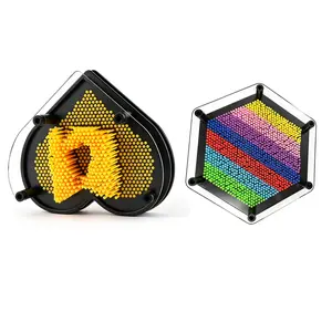 3D Pin Art Sensory Toy, Heart & Hexagon Pin Art Board, Stress Relief Fidget Gadget, Desk Decor for Office & Classroom, Impression Sculpture Toy for Kids & Adults