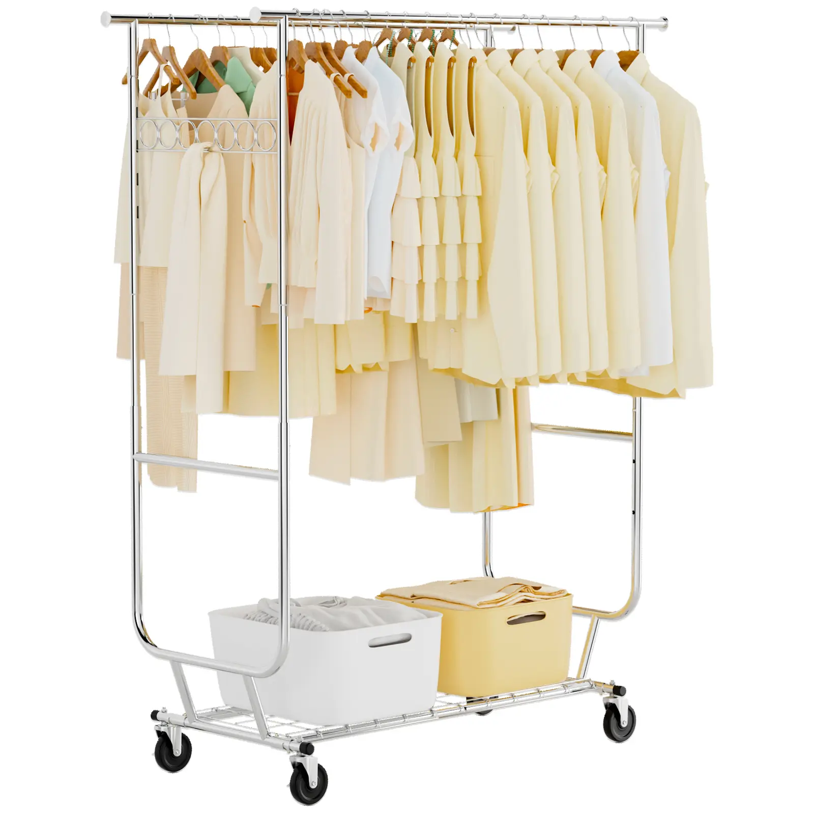 Areyourshop Heavy-Duty Pipe Clothing Rack - 660lbs Capacity, Adjustable, Portable Clothes Drying Rack with Wheels, Durable Sturdy Indoor Furniture Closet Storage, Adjustable Clothing Racks