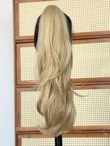 Elegant Wave Clip-On Ponytail Extension for Women, 23 Inch Synthetic Hairpiece, Body Wave Drawstring Hair Ponytail with Dual Clips, Versatile Full-Design Hair Accessory for All Ladies, Synthetic Extensions