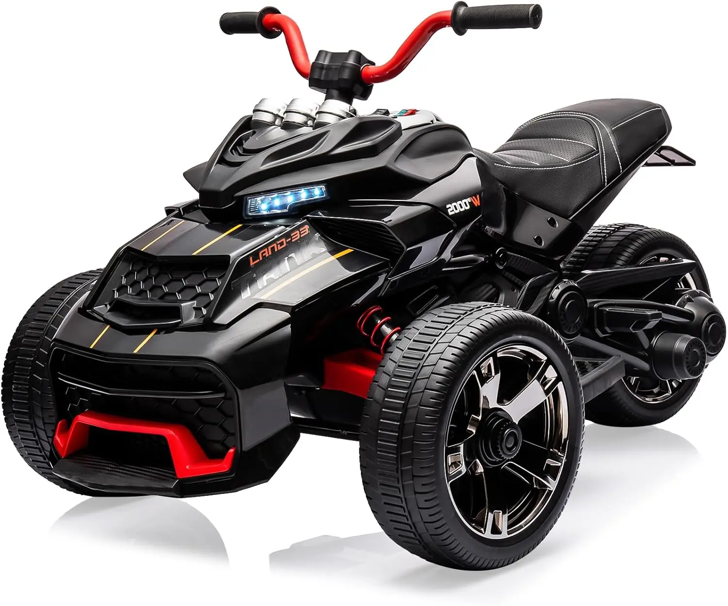 12V Kids Ride on Toy for Kids, Ride On Car w/Parent Remote, 2x55W Powerful Engine 7MPH Battery, 3 Wheelers Electric Vehicle, LED Lights, 2 Speeds, EVA Tire, Music, USB (Black)