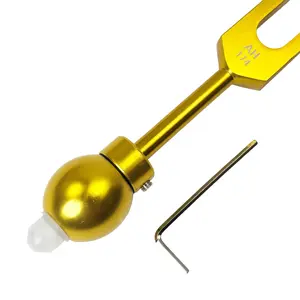 1pc Acupressure Clear Quartz Crystal Tip Essential Oil Applicator Handle for Tuning Forks – Aromatherapy Infusion, Crystal Therapy, Reflexology, Sound Healing and Biofield Harmonization | Gold