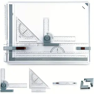 Portable A3 Drawing Board with Protractor and Ruler, Transparent Multi-Angle Measurement Guide, Ideal for Design Office Home Decor Projects