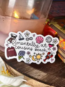 Cousins Beach Brand Mentally at Cousins Beach Sticker 2 Inch Water Resistant & Dishwasher Safe Fun Design for Any Surface