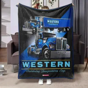 Truck Driver Themed Throw Blanket, soft and comfortable with creative design, cozy all-season nap blanket for men, an excellent gift choice for logistics truck drivers