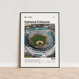 Oakland Coliseum Poster, Oakland Athletics Poster Print, MLB Stadium Poster, Sports Poster,  Mid Century Modern, Baseball Fan Gift Print