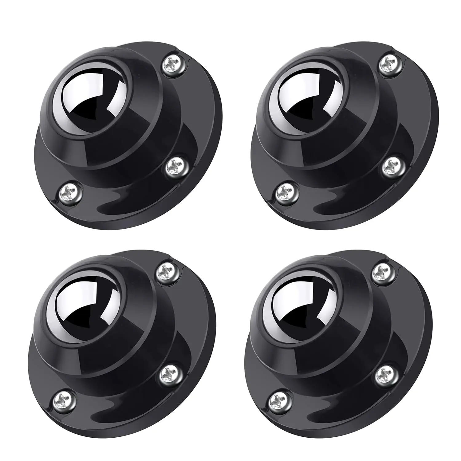 4 Pack 1 Inch Self Adhesive Paste Caster Wheels for Furniture Kitchen Appliance Rollers, Load Capacity 28LBS Per Wheel, Low Profile Swivel Wheels for Bucket Storage Bins