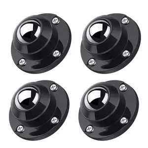 4 Pack 1 Inch Self Adhesive Paste Caster Wheels for Furniture Kitchen Appliance Rollers, Load Capacity 28LBS Per Wheel, Low Profile Swivel Wheels for Bucket Storage Bins