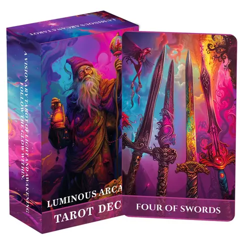 78 Card Luminous Arcana Tarot Deck, 13x8 Cm Perfect for Wisdom, Creativity, and Awakening Readers, Card Game for Insight, Tarot Card Set, Tarot Card Decks