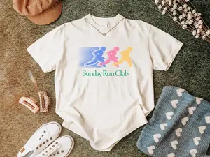 Vintage 90s Sunday Run Club Graphic Tee, Running Tshirt Gift Idea For Runners, Sport Shirt Unisex