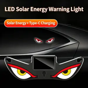 LED Solar Rear Warning Light for Car Truck SUV Dynamic Flash Halo Style Ring Light High-Brightness Waterproof IP65 Wireless No Wiring Easy Adhesive Mount Rear Window Safety Beacon Brake Alert Night Driving Rainy Day TikTok Viral Gift for Him Car Guys