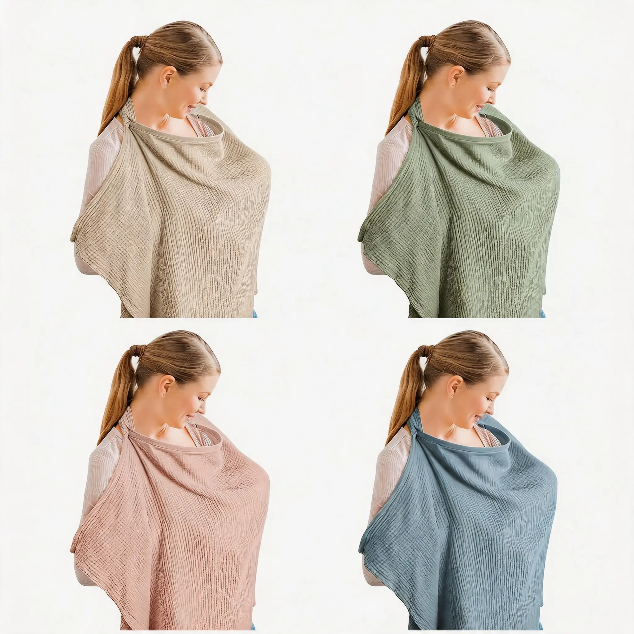 2 Pack Muslin Nursing Covers for Breastfeeding, Breathable Breastfeeding Aprons with Rigid Hoop, Multi-Use Nursing Cover Ups for Moms and Babies, Also Fits as Baby Car Seat Canopy - A Thoughtful Gift Idea for Baby Shower