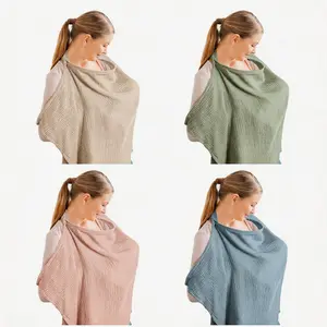 2 Pack Muslin Nursing Covers for Breastfeeding, Breathable Breastfeeding Aprons with Rigid Hoop, Multi-Use Nursing Cover Ups for Moms and Babies, Also Fits as Baby Car Seat Canopy - A Thoughtful Gift Idea for Baby Shower