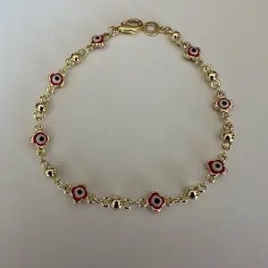 Red Evil Eye Bracelet with Gold Plating - 7 Inches Long bracelets bestie gift