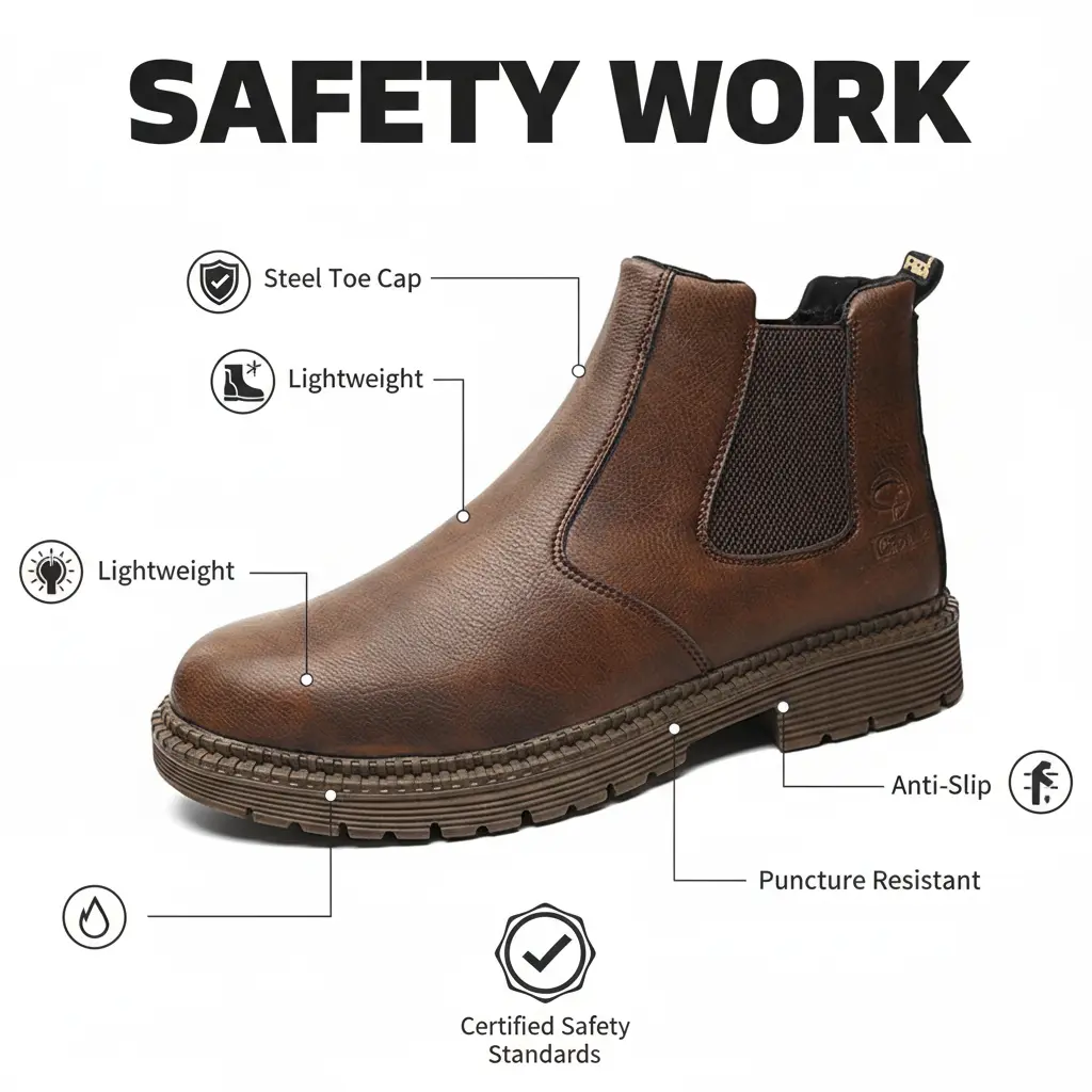 Comfortable Waterproof Safety Shoes Anti-slip Durable Outdoor Splash-proof Smash-proof Puncture-proof Breathable Unisex Chef Work Shoe Delta