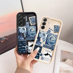Phone Case: Fun Ocean Animal Phone Case, Suitable for Samsung Galaxy A05 A05S A06 A07 A12 A13 A14 A15 A16 5G A17 A21S A22 A23 A24 A25 A26 A32 A33 A34 A35 A36 A52 A53 A54 A55 A56 S21 Ultra S22 Plus S23+ S24 FE S25 Edge, Drop-Proof Full-Coverage Black