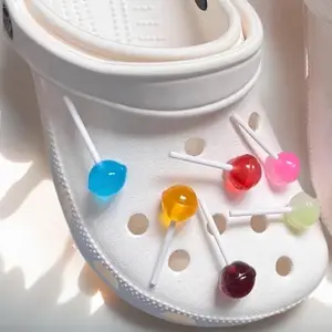 Shoe Charms - 3D Translucent Jelly Lollipop Resin Pins - for Clog Sandal, Bubble Slides & Backpack Holes - Cute Colorful Gift for Women Kids & Teens - 6/12 Pack Set