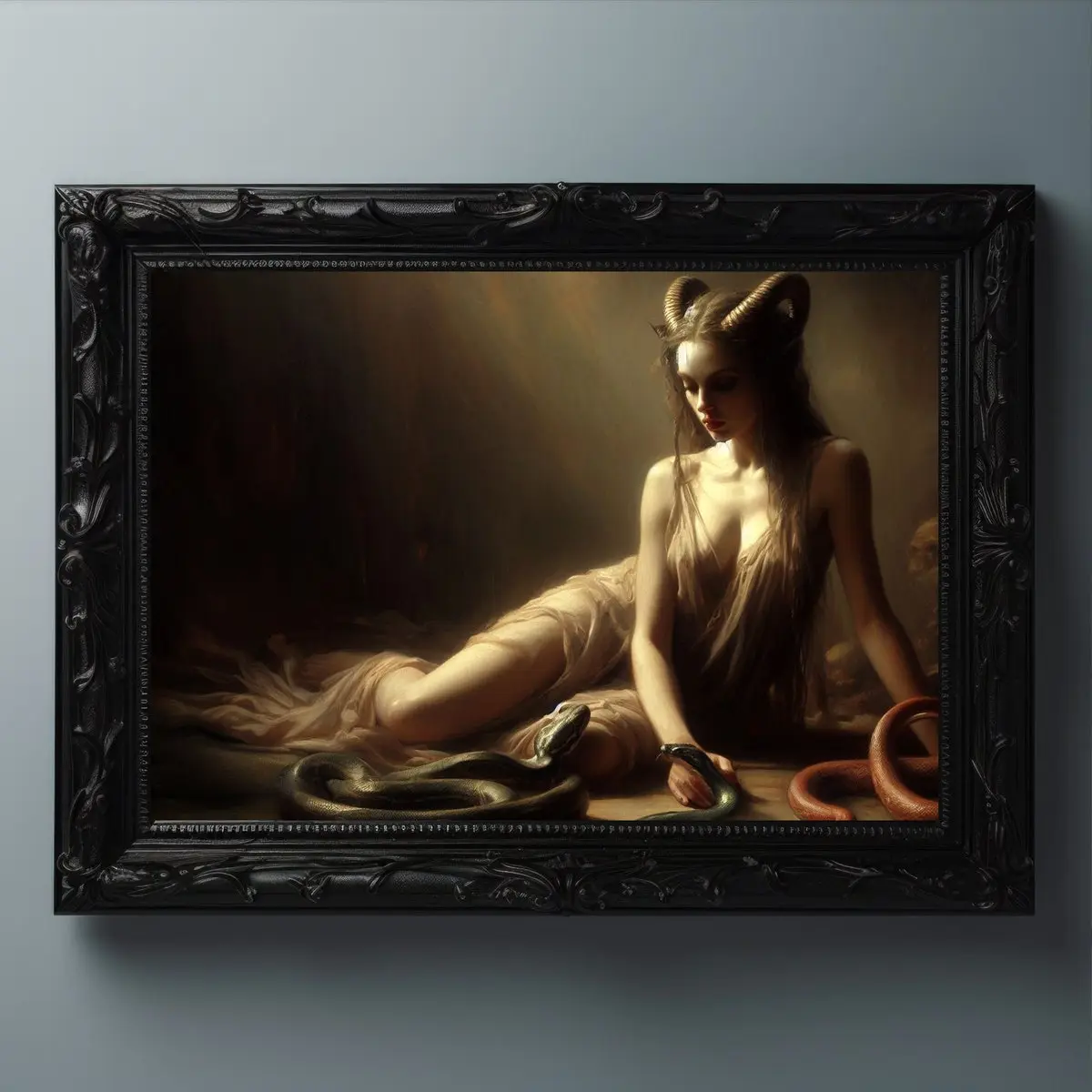 Lilith With Serpents Devil Print, Demon Vintage Dark Art, Occult Poster, Gothic Female Demon, Witchcraft, Witch Print, Wiccan Art