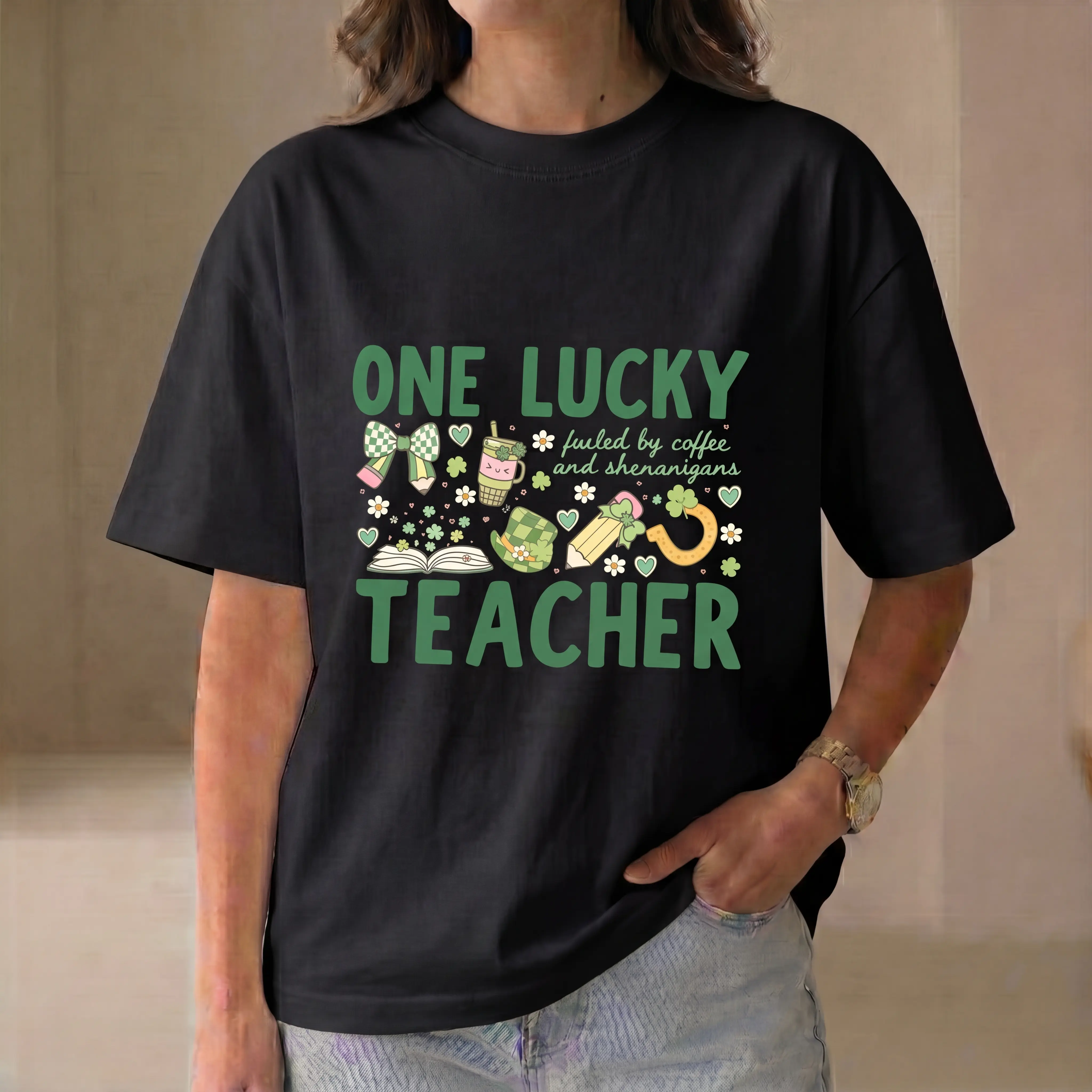 Women's St. Patrick's Day T-Shirt for Teachers, Funny Casual Graphic Print, Comfy Cotton Shortsleeve Style