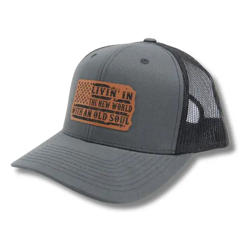 Engraved Unisex Leatherette Snapback Trucker Hat - Adjustable, Vintage-Inspired Attitude, Everyday Comfort, Great Gift for Dads, Husbands, Country Music Fans, Old Souls