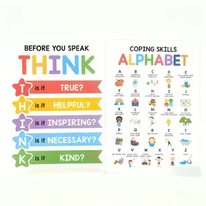 12-Pack Kids' Calm Corner Posters, 11x14 in SEL Feelings Wheel & Coping Skills Charts, Emotional Regulation Wall Decor for Classroom & Therapy Office