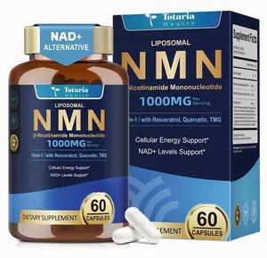 Liposomal NMN Supplement 1000mg, 14-in-1 NMN Resveratrol Complex with CoQ10, TMG, Quercetin, ALA, PQQ, Support NAD Levels, Cellular Energy & Healthy Aging, 60 Capsules, cGMP, Filler Free