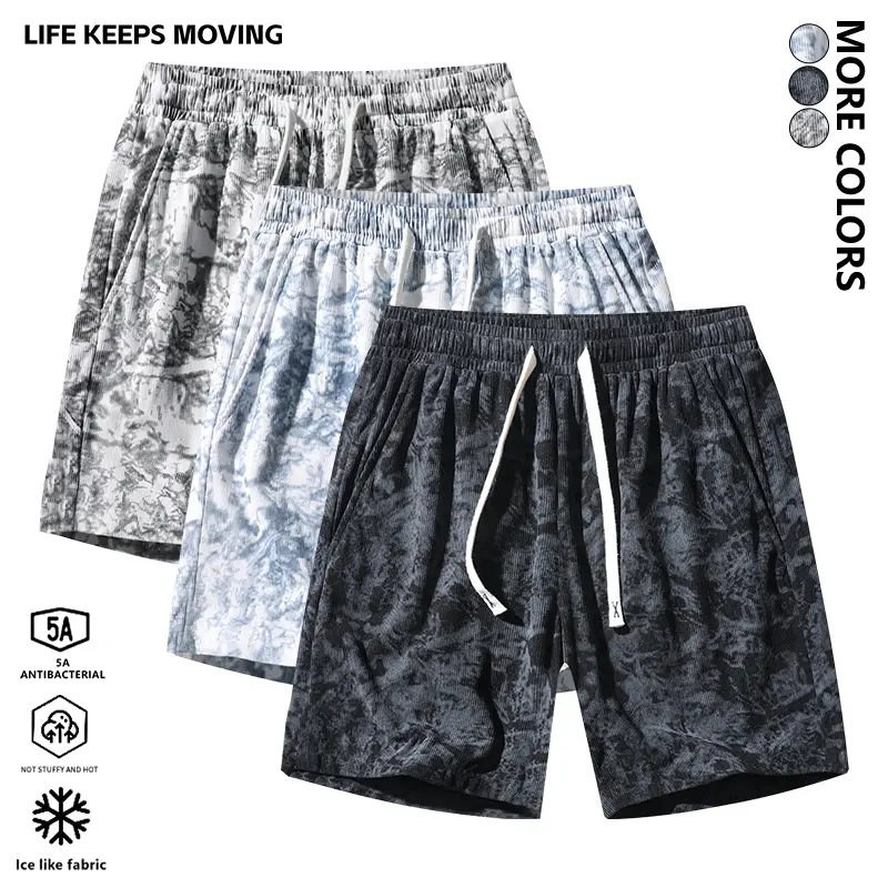 Life Keeps Moving Men's Printed Pattern Pocket Drawstring Waist Shorts Regular Fit Summer Apparel Stylish Stretch Drawstring Casual Beach Shorts