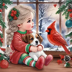 Winter Girl Diamond Painting DIY Kit (round Drill/water Drop), HD Canvas Handmade Art, Family Parent-Child Craft Set, Wall Decor Gift, Handcraft